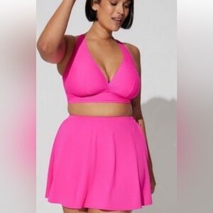 Torrid hot pink swimsuit with swim skirt